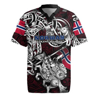 Personalized Norway Viking Blood Rugby Jersey Nordic Runes and Shield of Ancestry in Tribal Knotwork