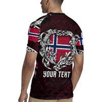Personalized Norway Viking Blood Rugby Jersey Nordic Runes and Shield of Ancestry in Tribal Knotwork