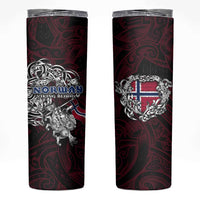 Norway Viking Blood Skinny Tumbler Nordic Runes and Shield of Ancestry in Tribal Knotwork