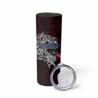 Norway Viking Blood Skinny Tumbler Nordic Runes and Shield of Ancestry in Tribal Knotwork
