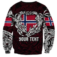 Personalized Norway Viking Blood Sweatshirt Nordic Runes and Shield of Ancestry in Tribal Knotwork