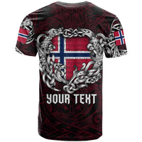 Personalized Norway Viking Blood T Shirt Nordic Runes and Shield of Ancestry in Tribal Knotwork