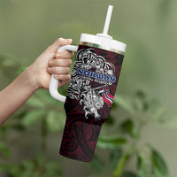 Norway Viking Blood Tumbler With Handle Nordic Runes and Shield of Ancestry in Tribal Knotwork