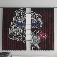 Norway Viking Blood Window Curtain Nordic Runes and Shield of Ancestry in Tribal Knotwork