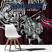 Norway Viking Blood Window Curtain Nordic Runes and Shield of Ancestry in Tribal Knotwork