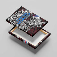 Faroe Islands Viking Blood Canvas Wall Art Nordic Runes and Shield of Ancestry in Tribal Knotwork