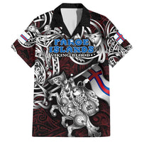 Personalized Faroe Islands Viking Blood Family Matching Tank Maxi Dress and Hawaiian Shirt Nordic Runes and Shield of Ancestry in Tribal Knotwork