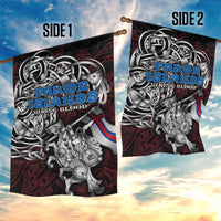 Faroe Islands Viking Blood Garden Flag Nordic Runes and Shield of Ancestry in Tribal Knotwork