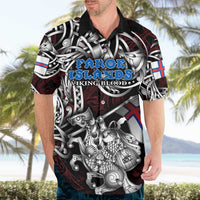 Personalized Faroe Islands Viking Blood Hawaiian Shirt Nordic Runes and Shield of Ancestry in Tribal Knotwork