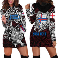 Personalized Faroe Islands Viking Blood Hoodie Dress Nordic Runes and Shield of Ancestry in Tribal Knotwork