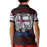Personalized Faroe Islands Viking Blood Kid Polo Shirt Nordic Runes and Shield of Ancestry in Tribal Knotwork