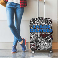 Faroe Islands Viking Blood Luggage Cover Nordic Runes and Shield of Ancestry in Tribal Knotwork