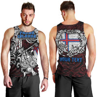 Personalized Faroe Islands Viking Blood Men Tank Top Nordic Runes and Shield of Ancestry in Tribal Knotwork