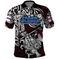 Personalized Faroe Islands Viking Blood Polo Shirt Nordic Runes and Shield of Ancestry in Tribal Knotwork