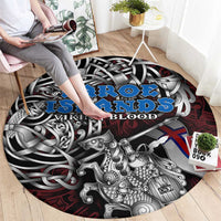 Faroe Islands Viking Blood Round Carpet Nordic Runes and Shield of Ancestry in Tribal Knotwork