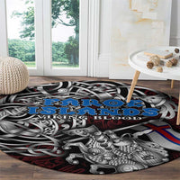 Faroe Islands Viking Blood Round Carpet Nordic Runes and Shield of Ancestry in Tribal Knotwork