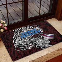 Faroe Islands Viking Blood Rubber Doormat Nordic Runes and Shield of Ancestry in Tribal Knotwork