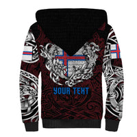 Personalized Faroe Islands Viking Blood Sherpa Hoodie Nordic Runes and Shield of Ancestry in Tribal Knotwork