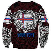 Personalized Faroe Islands Viking Blood Sweatshirt Nordic Runes and Shield of Ancestry in Tribal Knotwork