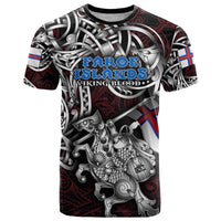 Personalized Faroe Islands Viking Blood T Shirt Nordic Runes and Shield of Ancestry in Tribal Knotwork