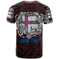 Personalized Faroe Islands Viking Blood T Shirt Nordic Runes and Shield of Ancestry in Tribal Knotwork
