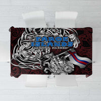Faroe Islands Viking Blood Tablecloth Nordic Runes and Shield of Ancestry in Tribal Knotwork