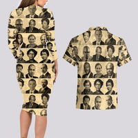 Civil Rights Leaders Couples Matching Long Sleeve Bodycon Dress and Hawaiian Shirt African-American - Wonder Print Shop