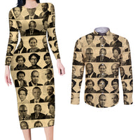 Civil Rights Leaders Couples Matching Long Sleeve Bodycon Dress and Long Sleeve Button Shirts African-American - Wonder Print Shop