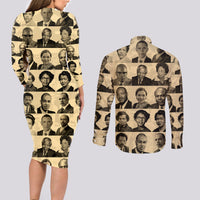 Civil Rights Leaders Couples Matching Long Sleeve Bodycon Dress and Long Sleeve Button Shirts African-American - Wonder Print Shop
