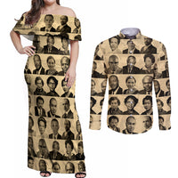 Civil Rights Leaders Couples Matching Off Shoulder Maxi Dress and Long Sleeve Button Shirts African-American - Wonder Print Shop