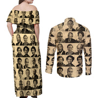 Civil Rights Leaders Couples Matching Off Shoulder Maxi Dress and Long Sleeve Button Shirts African-American - Wonder Print Shop