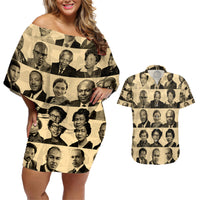 Civil Rights Leaders Couples Matching Off Shoulder Short Dress and Hawaiian Shirt African-American - Wonder Print Shop