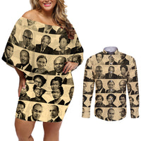 Civil Rights Leaders Couples Matching Off Shoulder Short Dress and Long Sleeve Button Shirts African-American - Wonder Print Shop