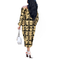 Civil Rights Leaders Off The Shoulder Long Sleeve Dress African-American - Wonder Print Shop