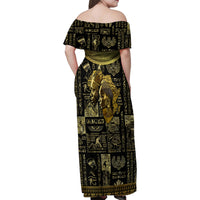 Egypt Pharaoh Family Matching Off Shoulder Maxi Dress and Hawaiian Shirt Egyptian Hieroglyphs and Symbols - Wonder Print Shop