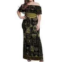 Egypt Pharaoh Off Shoulder Maxi Dress Egyptian Hieroglyphs and Symbols - Wonder Print Shop