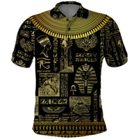 Egypt Pharaoh Polo Shirt Egyptian Hieroglyphs and Symbols - Wonder Print Shop