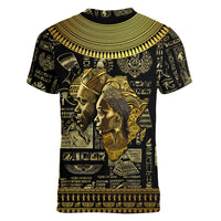 Egypt Pharaoh Women V Neck T Shirt Egyptian Hieroglyphs and Symbols - Wonder Print Shop