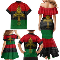 Pan African Ankh Family Matching Mermaid Dress and Hawaiian Shirt - Wonder Print Shop