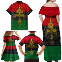 Pan African Ankh Family Matching Off Shoulder Maxi Dress and Hawaiian Shirt - Wonder Print Shop