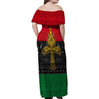 Pan African Ankh Family Matching Off Shoulder Maxi Dress and Hawaiian Shirt - Wonder Print Shop