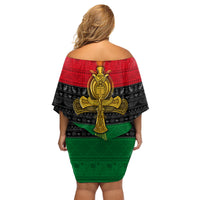 Pan African Ankh Family Matching Off Shoulder Short Dress and Hawaiian Shirt - Wonder Print Shop