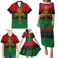 Pan African Ankh Family Matching Puletasi Dress and Hawaiian Shirt - Wonder Print Shop