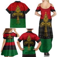 Pan African Ankh Family Matching Summer Maxi Dress and Hawaiian Shirt - Wonder Print Shop