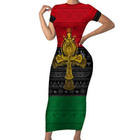 Pan African Ankh Short Sleeve Bodycon Dress - Wonder Print Shop