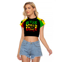 Reggae One Love Raglan Cropped T Shirt African - Wonder Print Shop