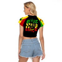 Reggae One Love Raglan Cropped T Shirt African - Wonder Print Shop