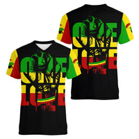 Reggae One Love Women V Neck T Shirt African - Wonder Print Shop