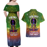 I'm Blunt African Couples Matching Off Shoulder Maxi Dress and Hawaiian Shirt Black Women Mandala - Wonder Print Shop