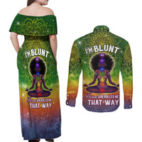 I'm Blunt African Couples Matching Off Shoulder Maxi Dress and Long Sleeve Button Shirt Black Women Mandala - Wonder Print Shop